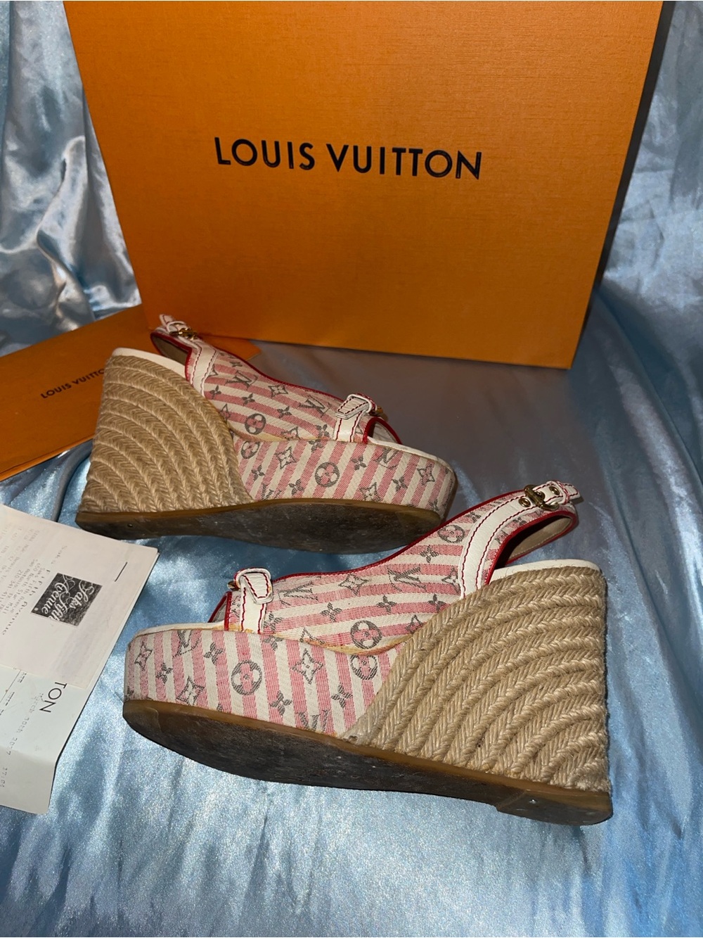 Louis Vuitton Women's Beige and Red Peep-Toe Slingback Heels - Picture 5 of 11